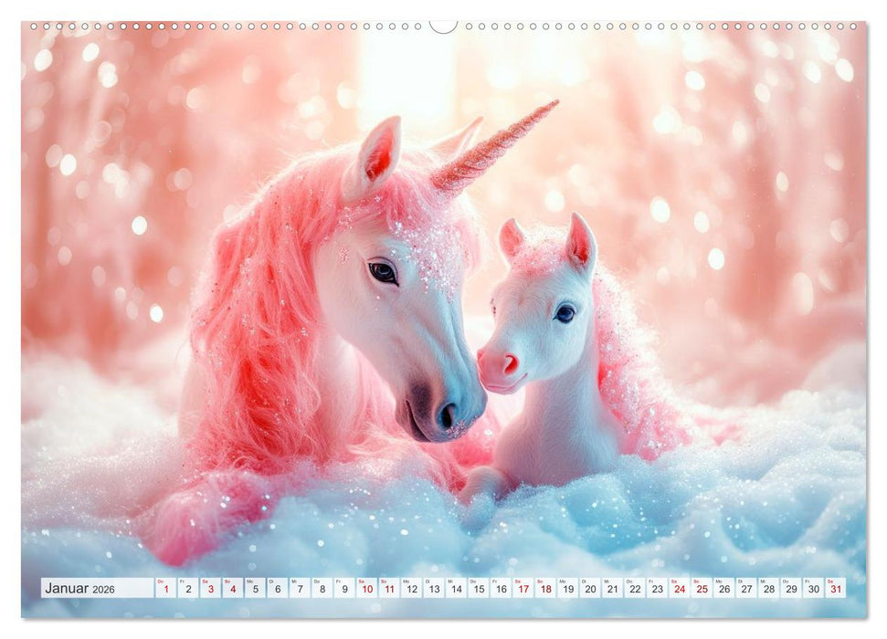 EINHORNZAUBER Traumhafte Glitzerwelt (CALVENDO Premium Wandkalender 2026)