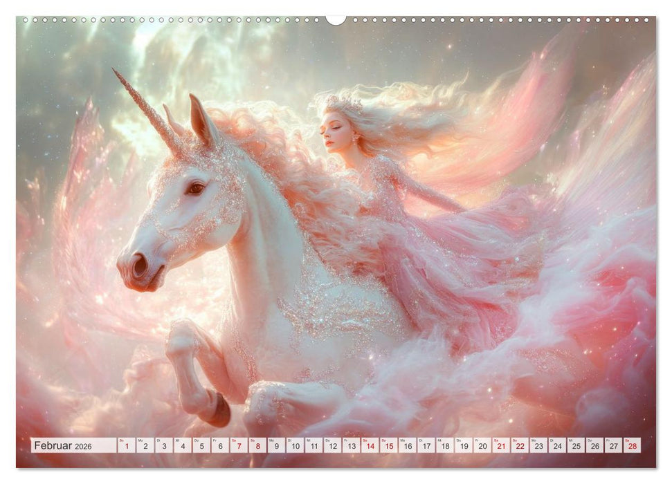 EINHORNZAUBER Traumhafte Glitzerwelt (CALVENDO Premium Wandkalender 2026)