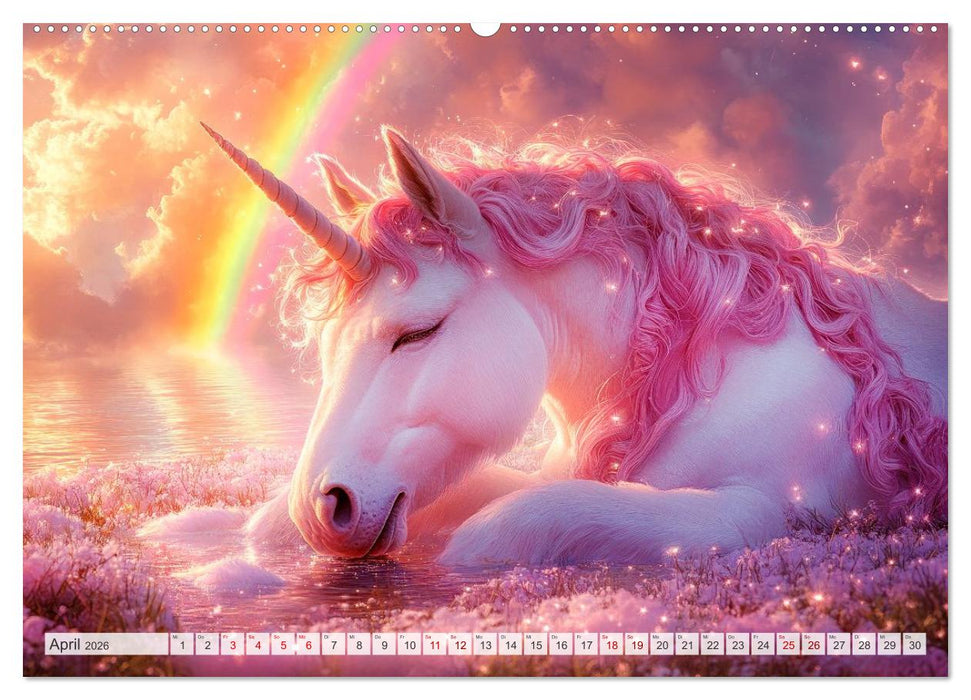 EINHORNZAUBER Traumhafte Glitzerwelt (CALVENDO Premium Wandkalender 2026)