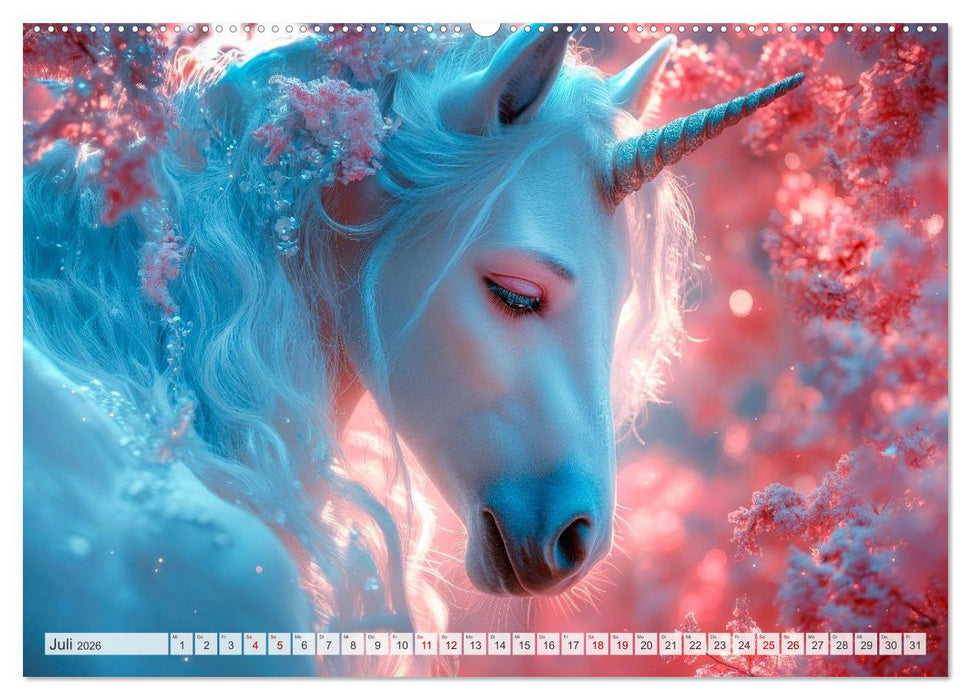 EINHORNZAUBER Traumhafte Glitzerwelt (CALVENDO Premium Wandkalender 2026)