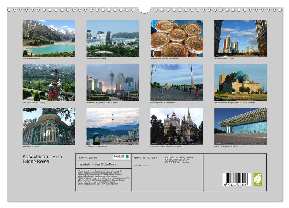 Kasachstan - Eine Bilder-Reise (CALVENDO Wandkalender 2026)
