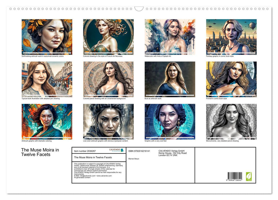 The Muse Moira in Twelve Facets (CALVENDO Monthly Calendar 2026)