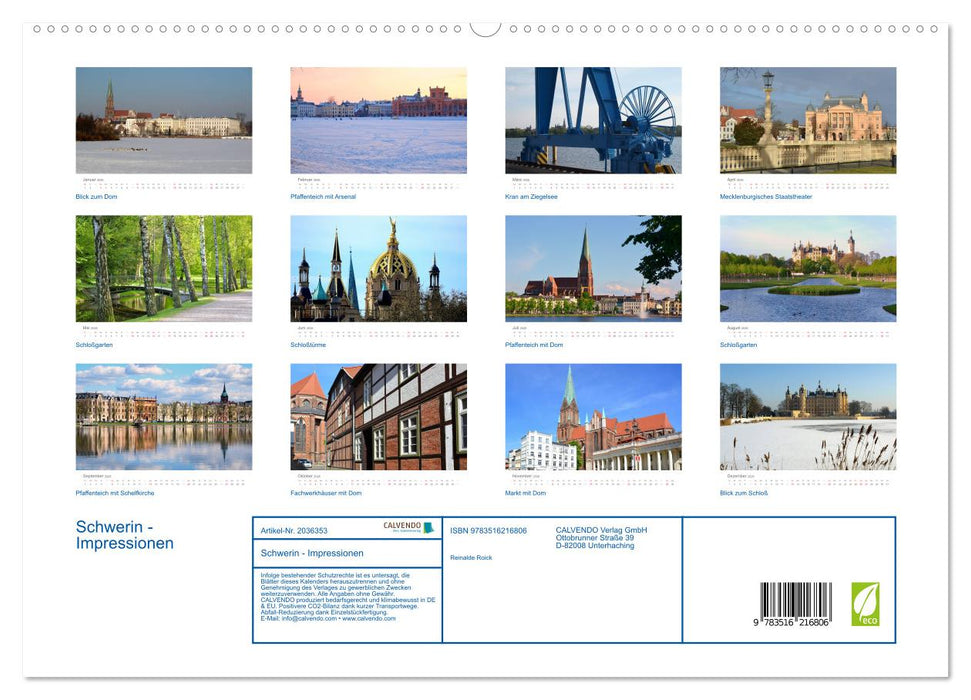 Schwerin - Impressionen (CALVENDO Premium Wandkalender 2026)