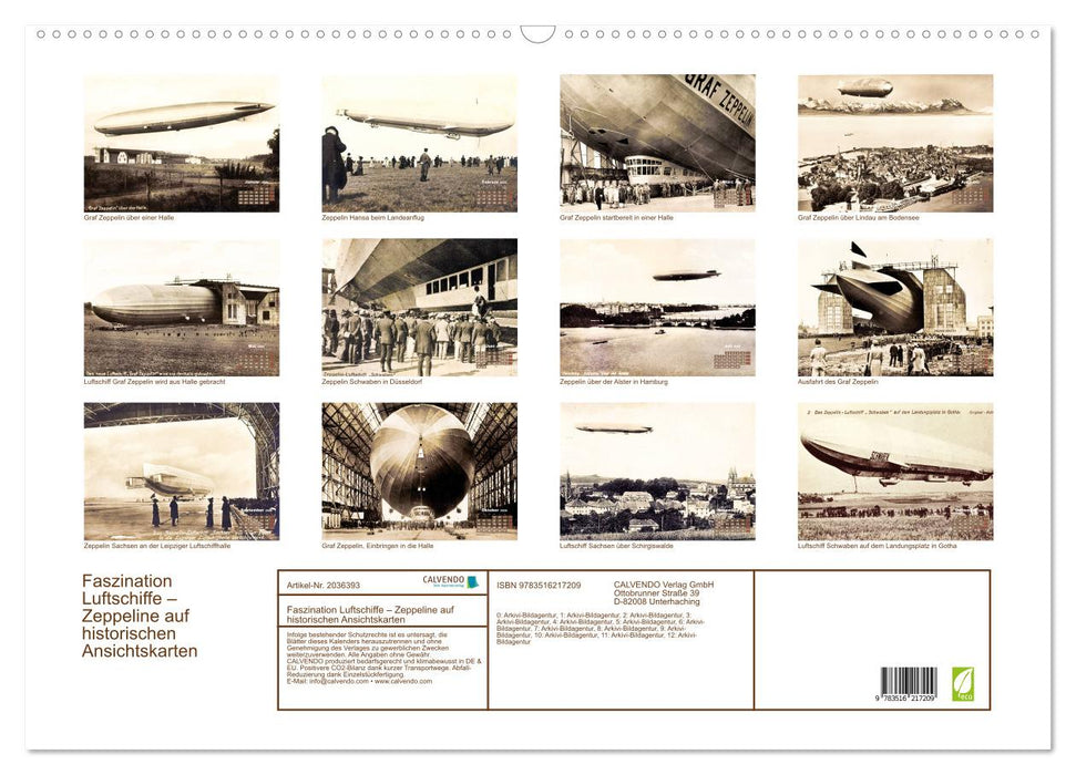 Faszination Luftschiffe – Zeppeline auf historischen Ansichtskarten (CALVENDO Wandkalender 2026)