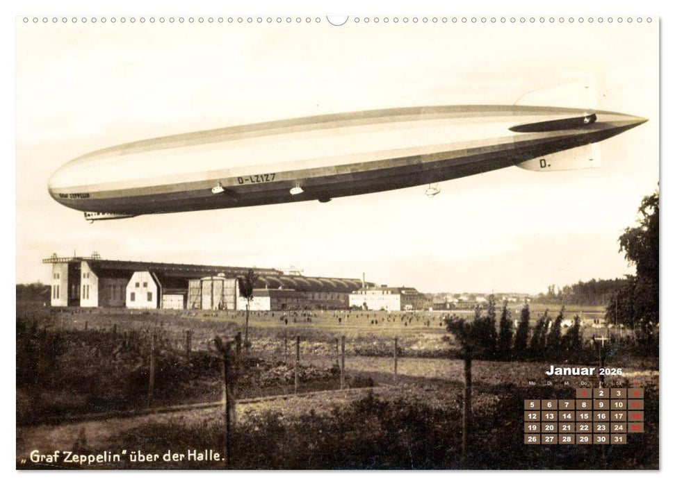 Faszination Luftschiffe – Zeppeline auf historischen Ansichtskarten (CALVENDO Wandkalender 2026)