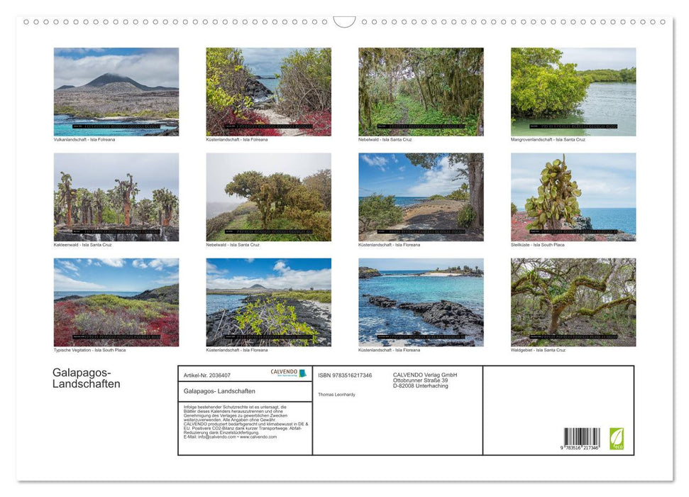 Galapagos- Landschaften (CALVENDO Wandkalender 2026)