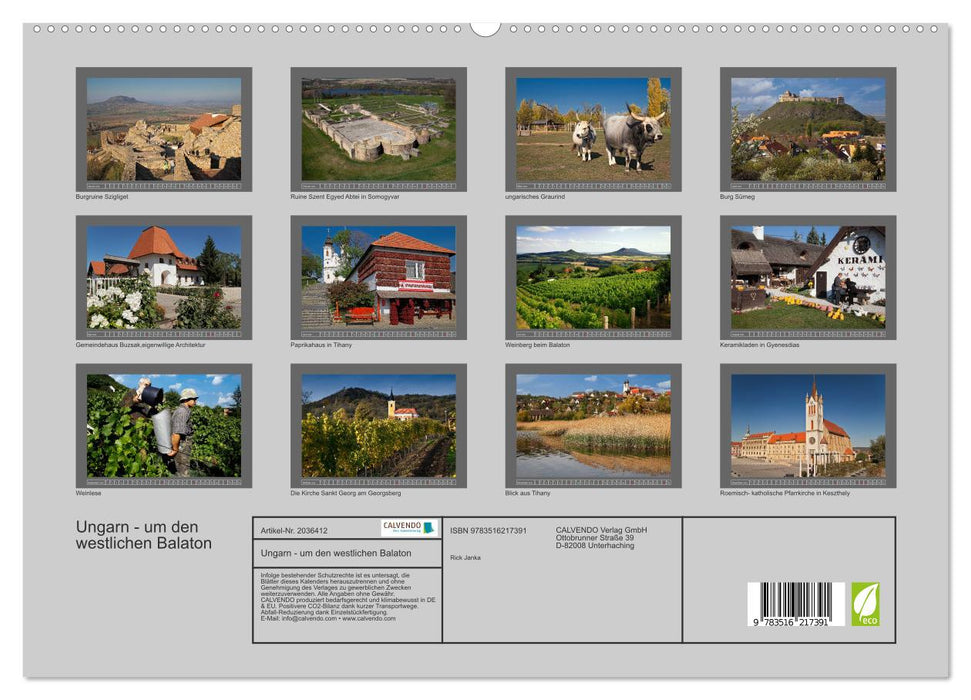 Ungarn - um den westlichen Balaton (CALVENDO Premium Wandkalender 2026)