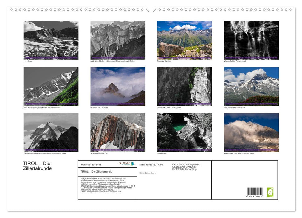 TIROL – Die Zillertalrunde (CALVENDO Wandkalender 2026)