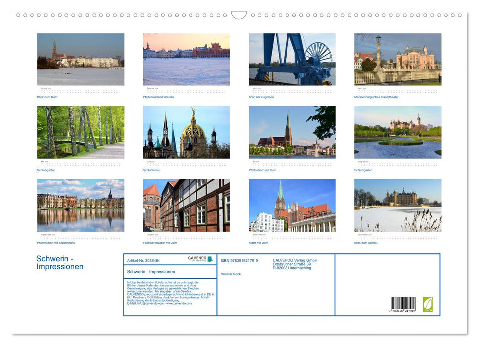 Schwerin - Impressionen (CALVENDO Wandkalender 2026)