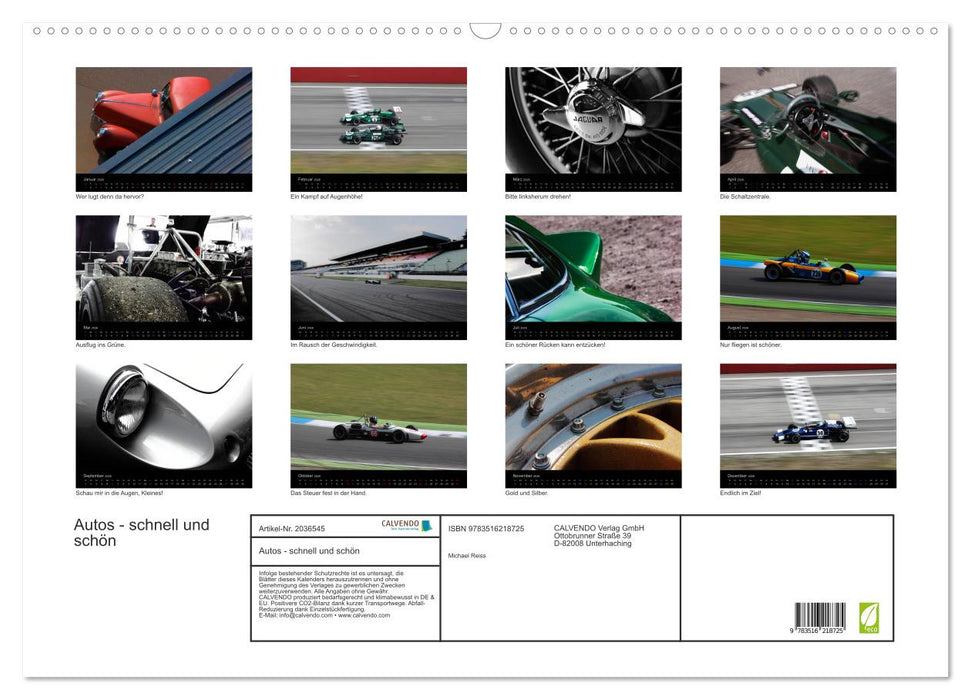 Autos - schnell und schön (CALVENDO Wandkalender 2026)