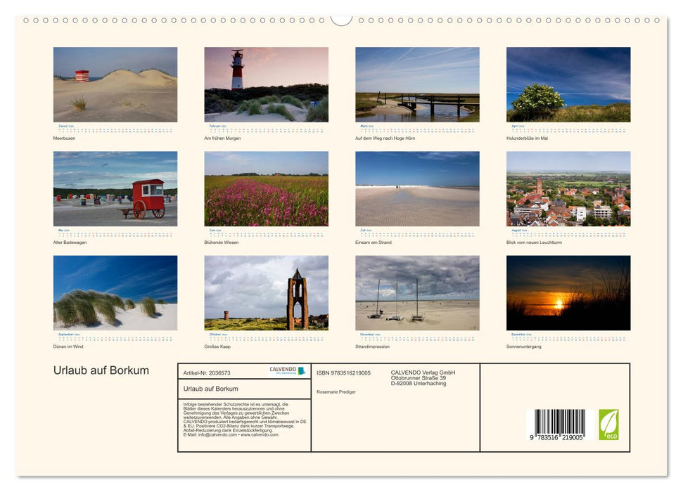 Urlaub auf Borkum (CALVENDO Premium Wandkalender 2026)