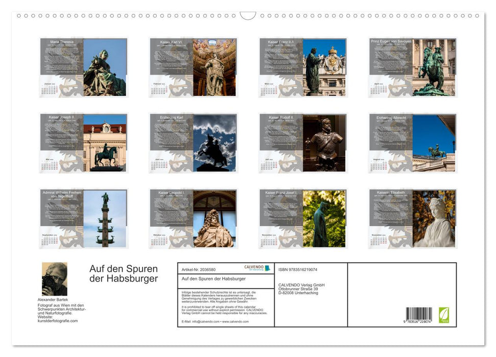 Auf den Spuren der Habsburger (CALVENDO Wandkalender 2026)