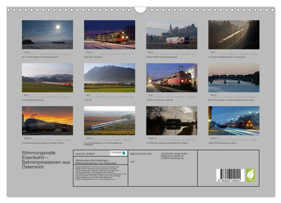 Stimmungsvolle Eisenbahn – Bahnimpressionen aus Österreich (CALVENDO Wandkalender 2026)