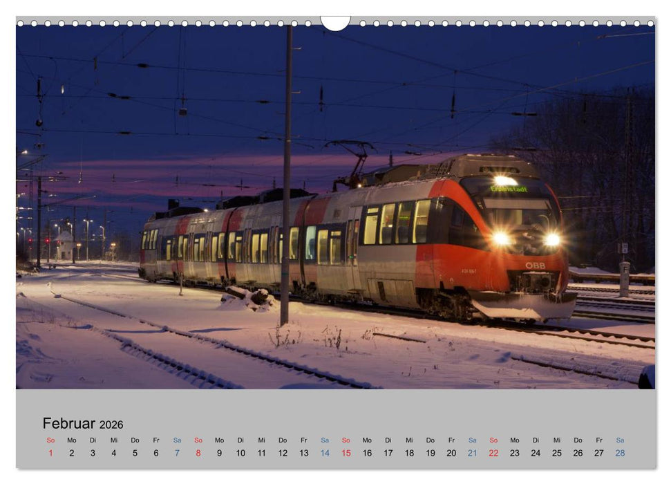 Stimmungsvolle Eisenbahn – Bahnimpressionen aus Österreich (CALVENDO Wandkalender 2026)