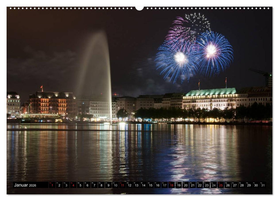 Mein Hamburg - Am schönsten bei Nacht (CALVENDO Premium Wandkalender 2026)