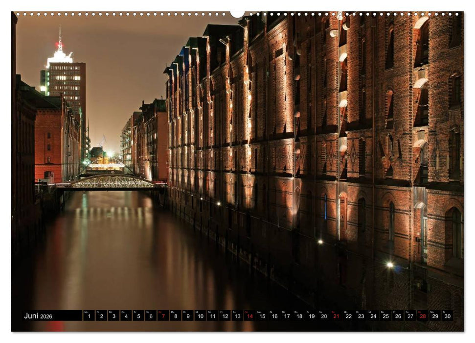 Mein Hamburg - Am schönsten bei Nacht (CALVENDO Premium Wandkalender 2026)