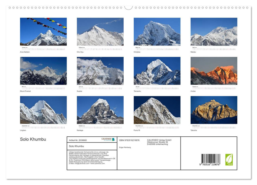 Solo Khumbu (CALVENDO Premium Wandkalender 2026)