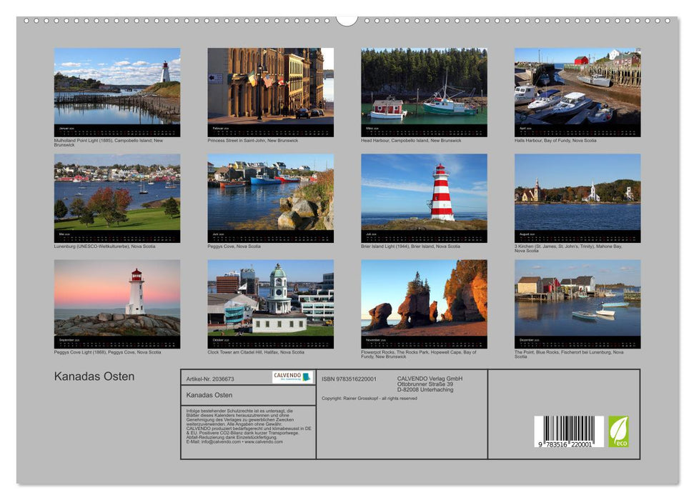 Kanadas Osten (CALVENDO Premium Wandkalender 2026)