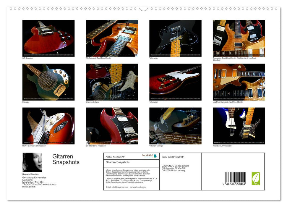 Gitarren Snapshots (CALVENDO Premium Wandkalender 2026)