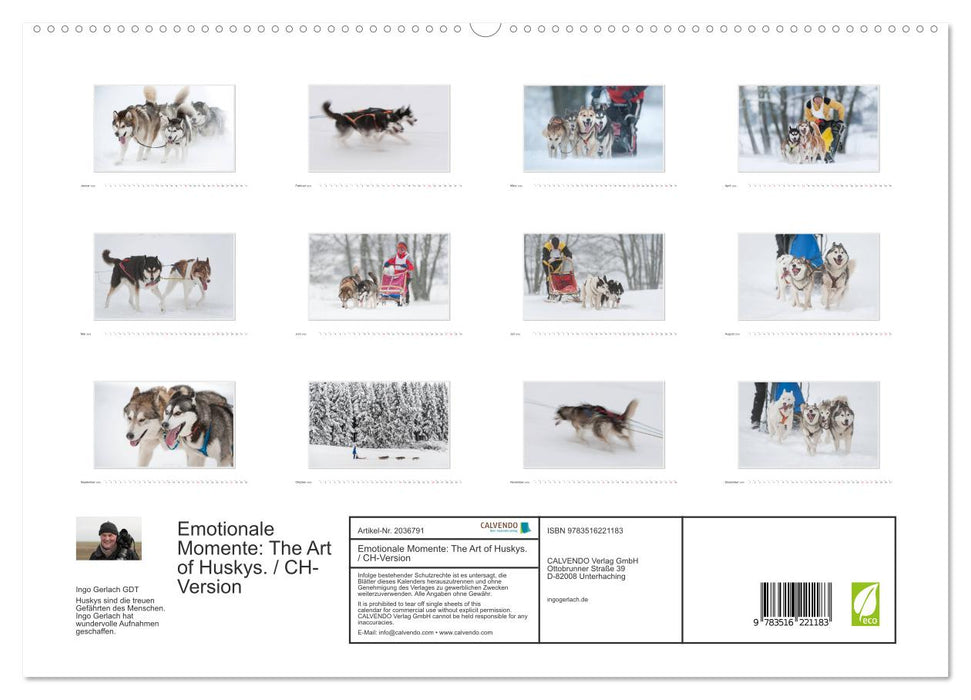 Emotionale Momente: The Art of Huskys. / CH-Version (CALVENDO Premium Wandkalender 2026)