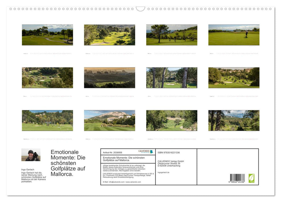 Emotionale Momente: Die schönsten Golfplätze auf Mallorca. (CALVENDO Wandkalender 2026)