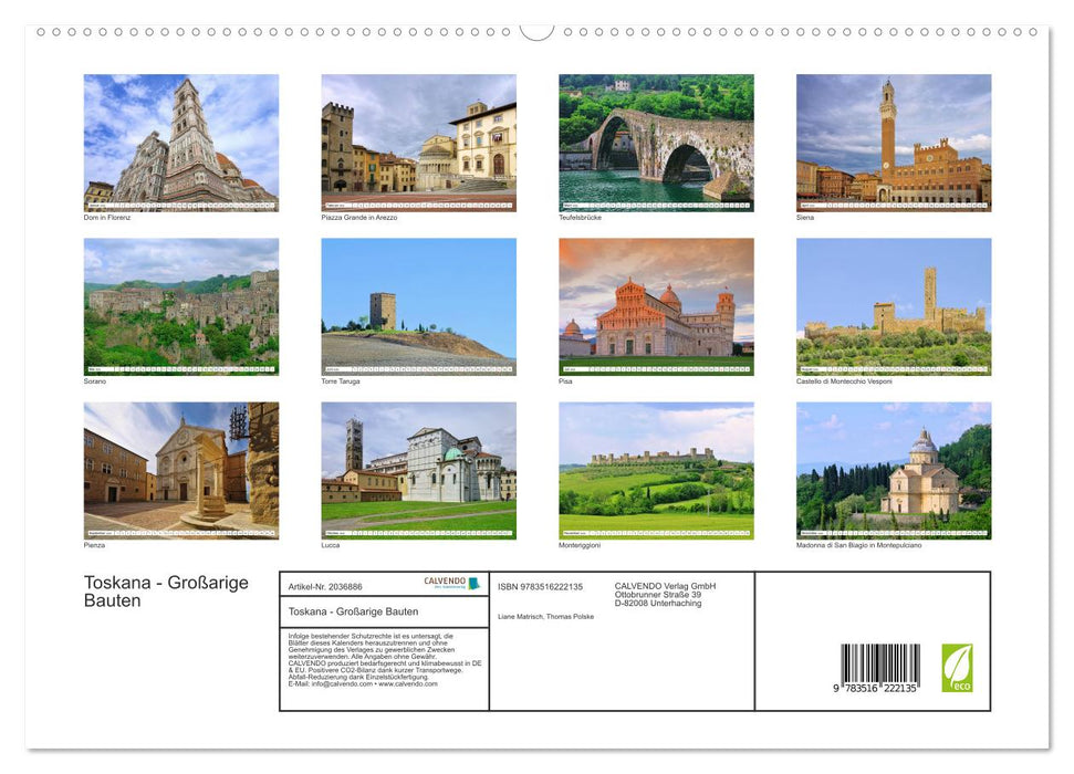 Toskana - Großarige Bauten (CALVENDO Premium Wandkalender 2026)