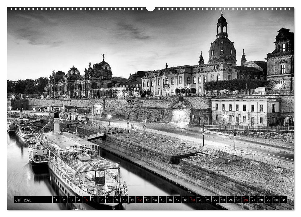 Dresden Faszination Schwarz Weiss (CALVENDO Premium Wandkalender 2026)