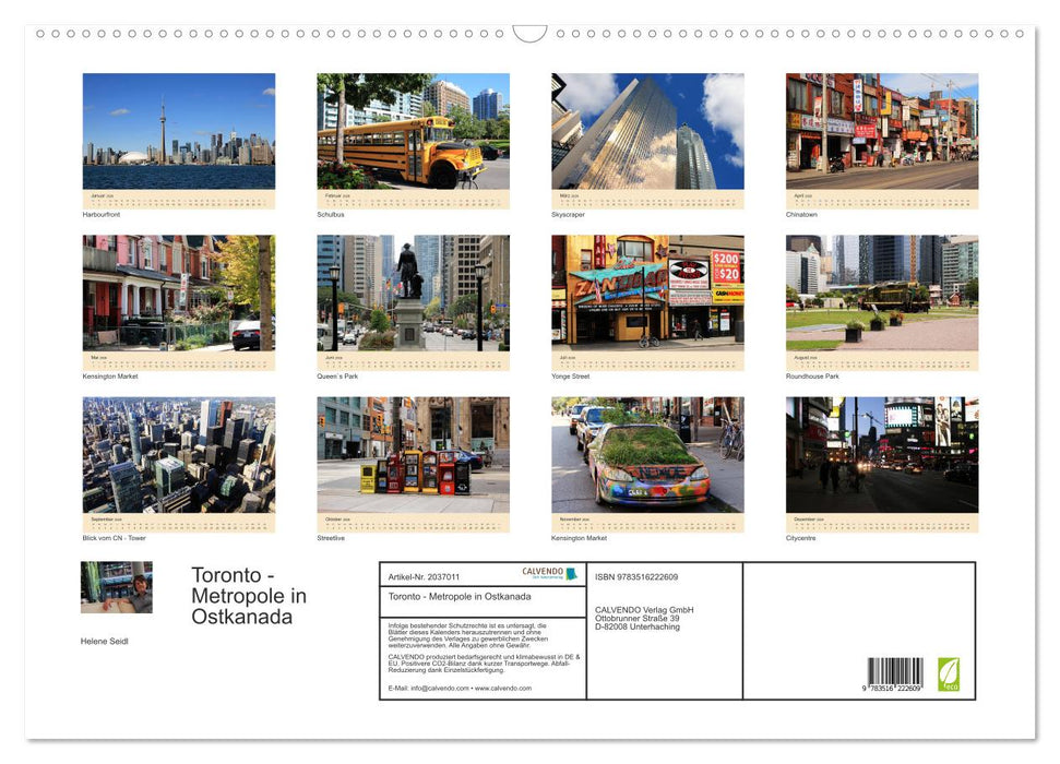 Toronto - Metropole in Ostkanada (CALVENDO Wandkalender 2026)