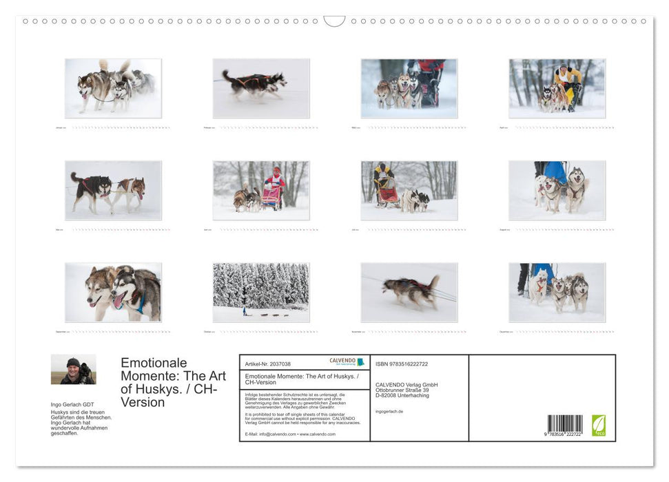 Emotionale Momente: The Art of Huskys. / CH-Version (CALVENDO Wandkalender 2026)