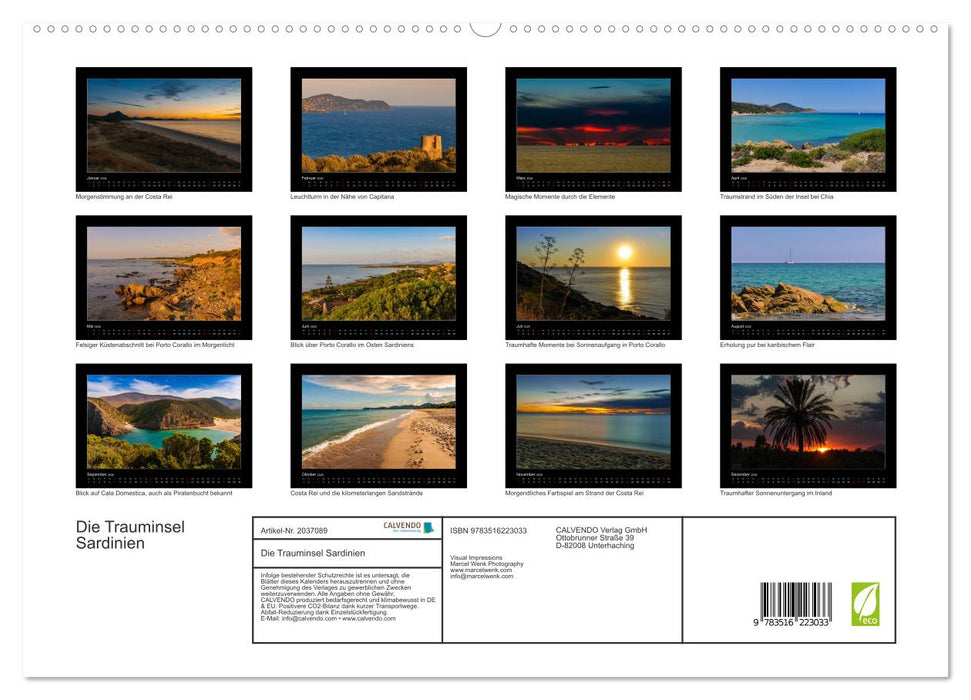 Die Trauminsel Sardinien (CALVENDO Premium Wandkalender 2026)