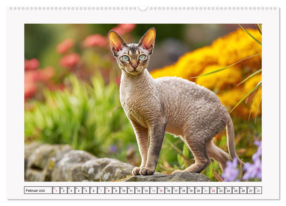 Cornish Rex Katzen. Ein Hauch von Extravaganz mit Locken und Charakter (CALVENDO Premium Wandkalender 2026)