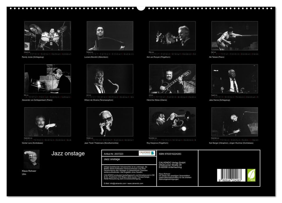 Jazz onstage (CALVENDO Wandkalender 2026)