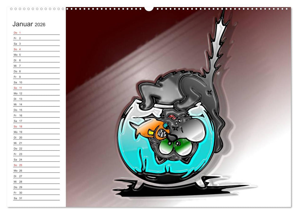 Alles für die Katz! Lustiger Katzen-Planer (CALVENDO Wandkalender 2026)