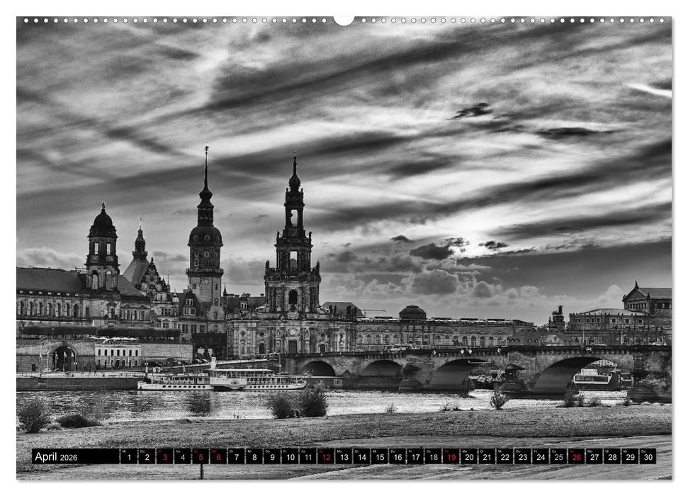Dresden Faszination Schwarz Weiss (CALVENDO Wandkalender 2026)