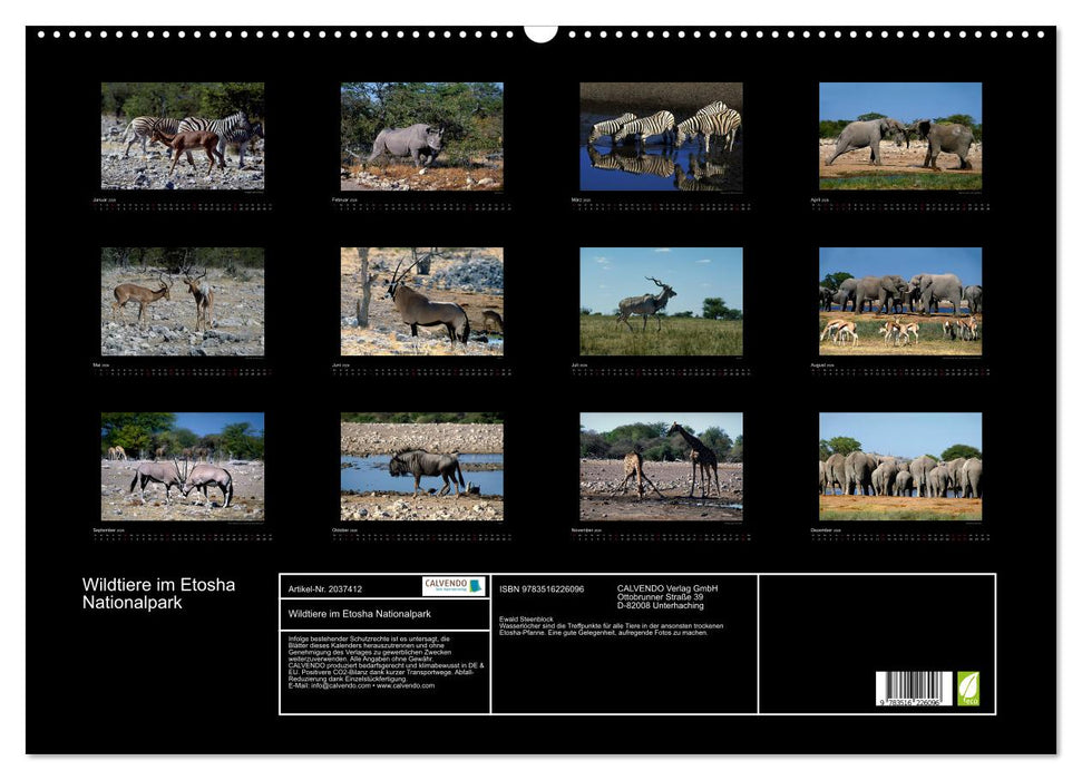 Wildtiere im Etosha Nationalpark (CALVENDO Wandkalender 2026)
