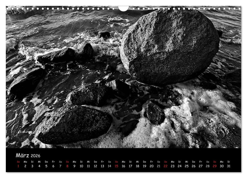 Rügen in schwarz-weiß (CALVENDO Wandkalender 2026)