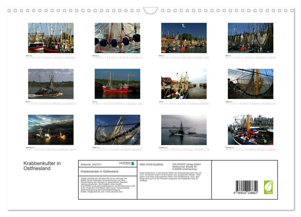 Krabbenkutter in Ostfriesland (CALVENDO Wandkalender 2026)