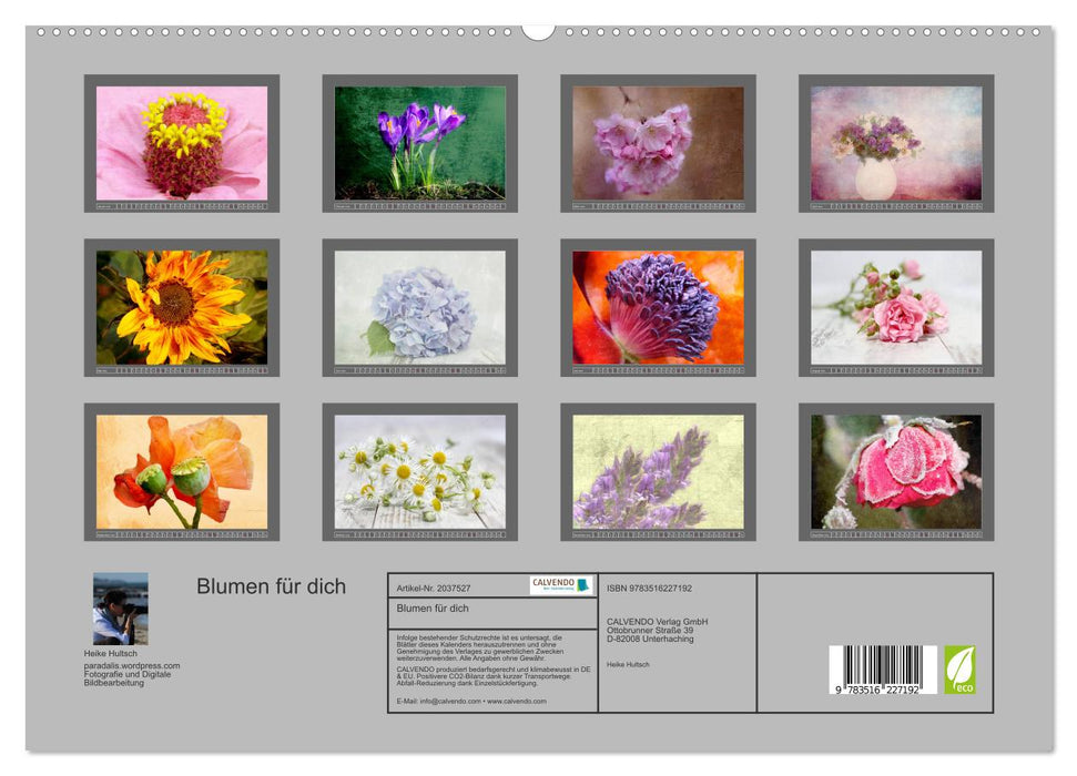 Blumen für dich (CALVENDO Premium Wandkalender 2026)