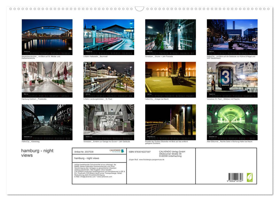 hamburg - night views (CALVENDO Wandkalender 2026)