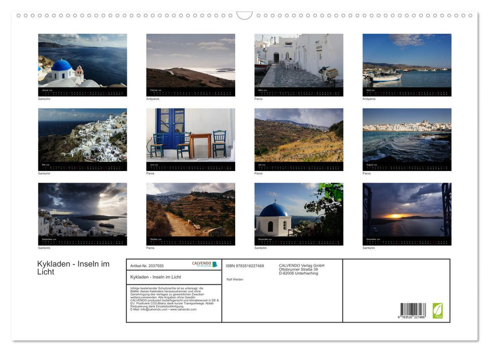 Kykladen - Inseln im Licht (CALVENDO Wandkalender 2026)