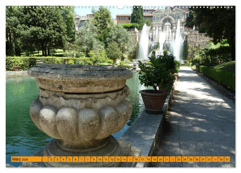 Die hängenden Gärten von Tivoli - Die Villa d'Este (CALVENDO Premium Wandkalender 2026)