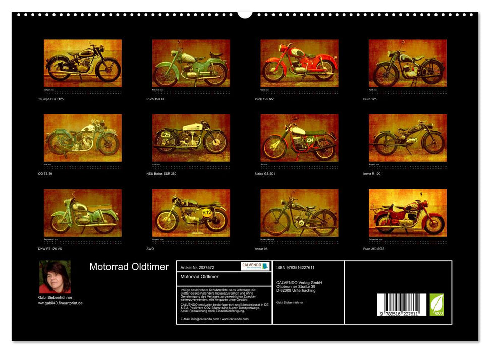 Motorrad Oldtimer (CALVENDO Premium Wandkalender 2026)