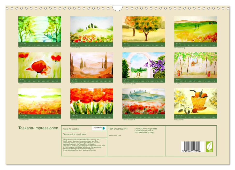 Toskana-Impressionen (CALVENDO Wandkalender 2026)