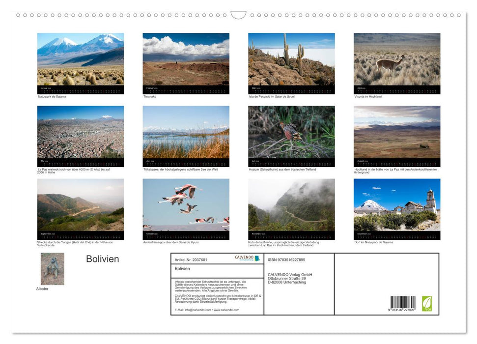 Bolivien (CALVENDO Wandkalender 2026)