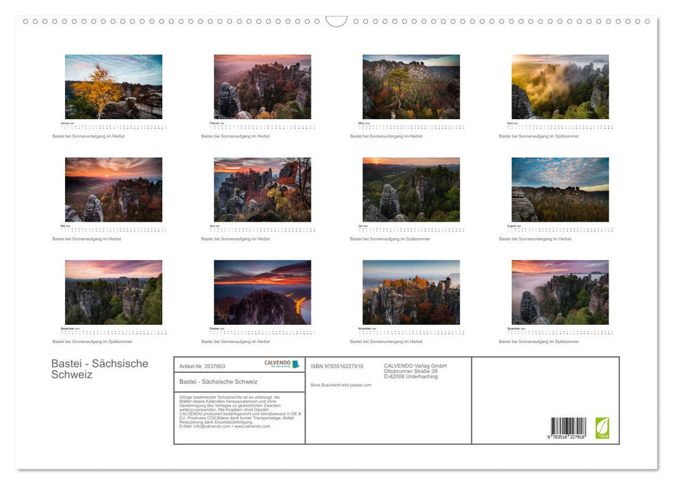 Bastei - Sächsische Schweiz (CALVENDO Wandkalender 2026)