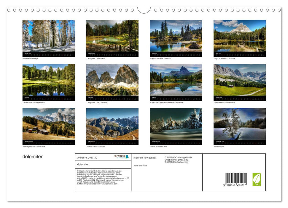 dolomiten (CALVENDO Wandkalender 2026)