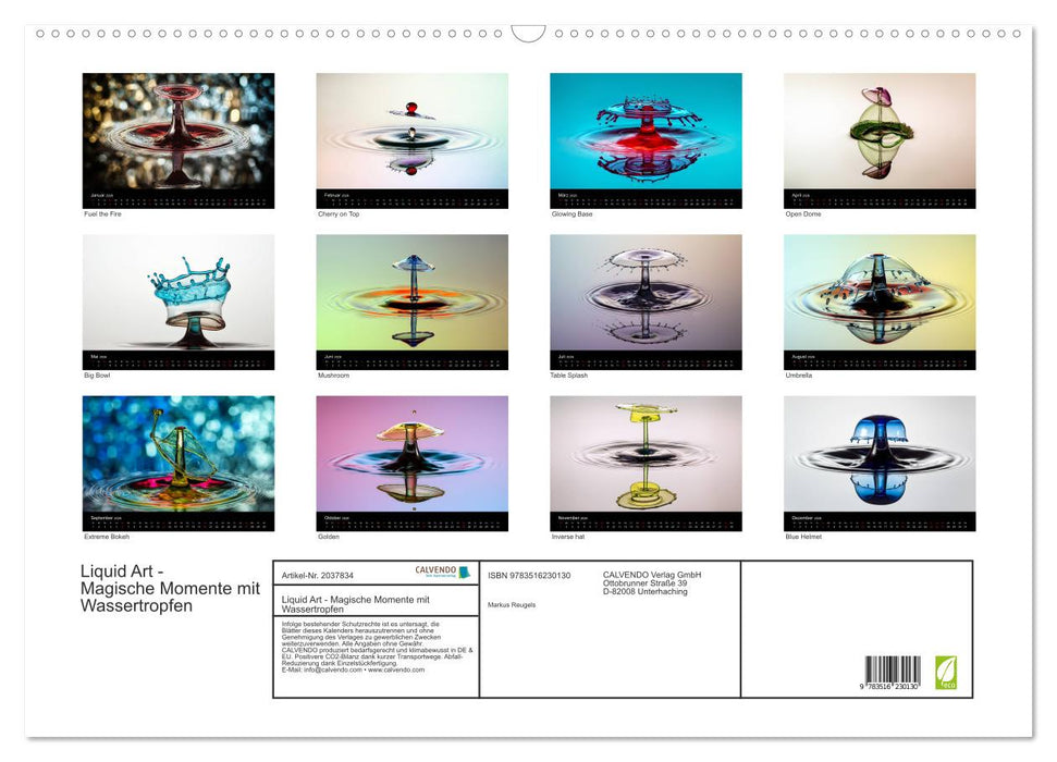Liquid Art - Magische Momente mit Wassertropfen (CALVENDO Wandkalender 2026)