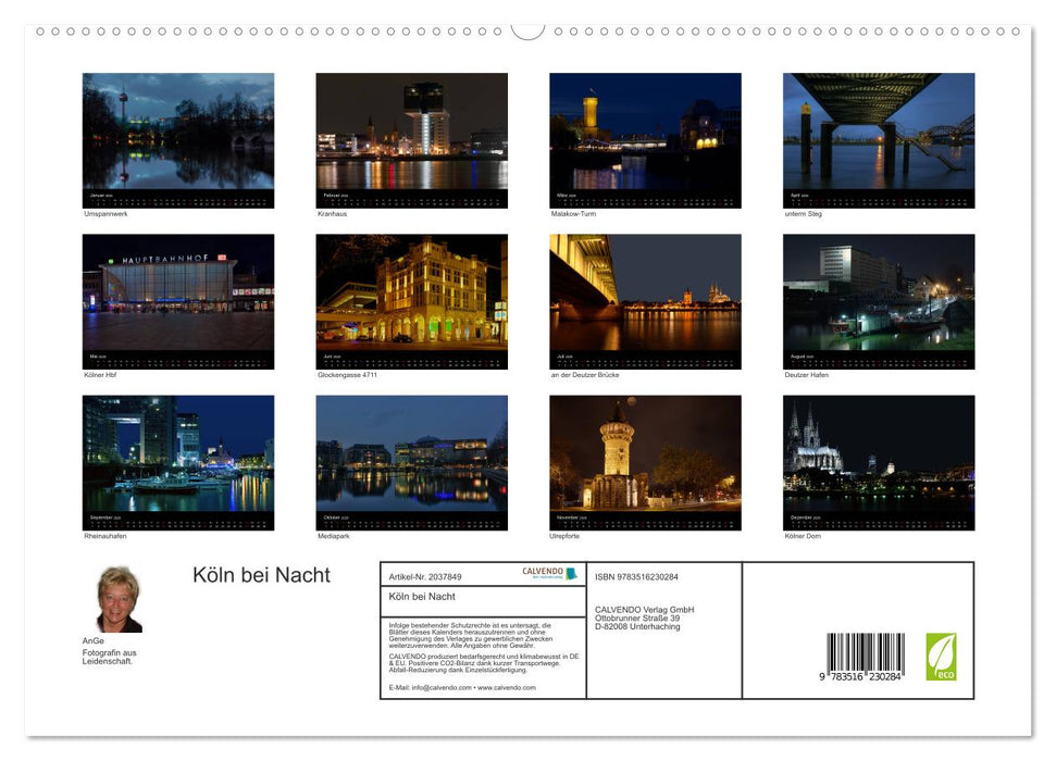 Köln bei Nacht (CALVENDO Premium Wandkalender 2026)