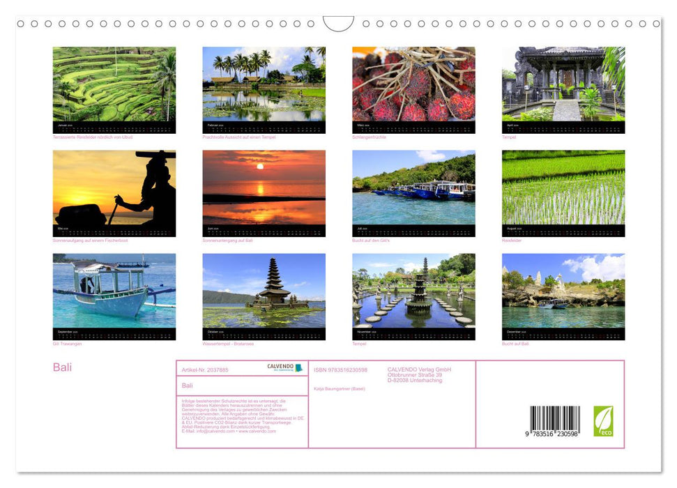 Bali (CALVENDO Wandkalender 2026)