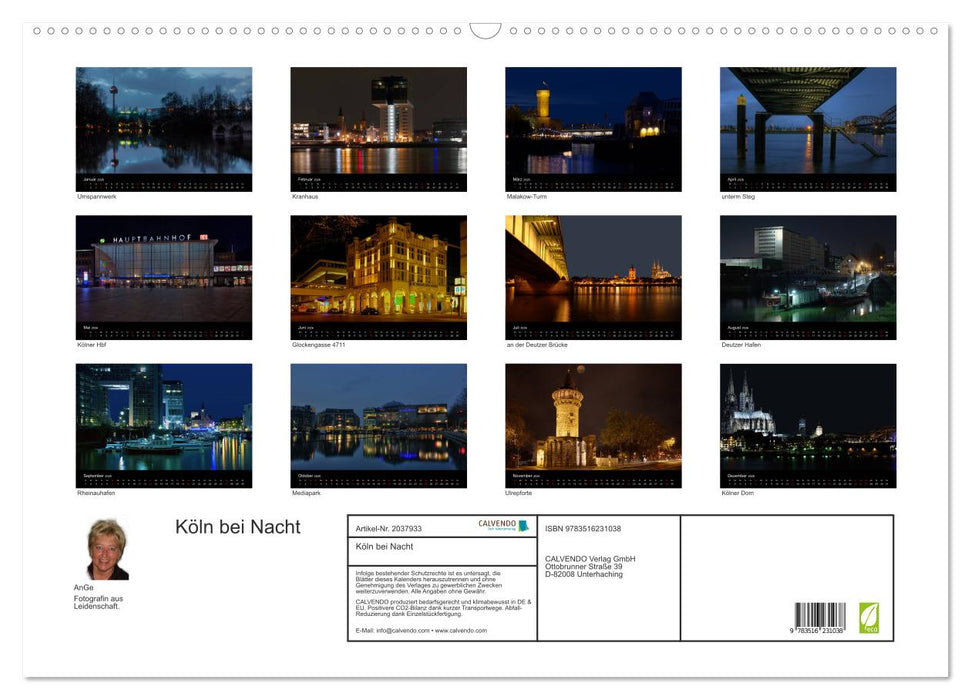 Köln bei Nacht (CALVENDO Wandkalender 2026)